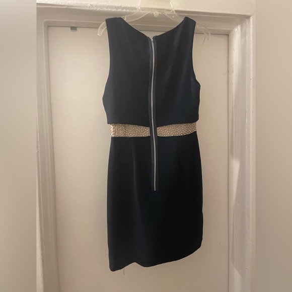 Aqua black dress with sheer pearled waist design size 2 - Picture 7 of 9